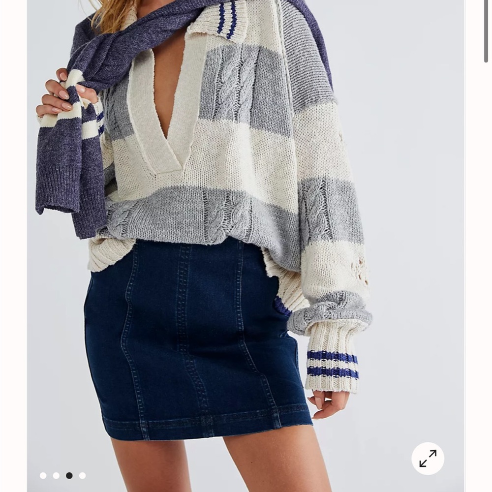 Free People Modern Femme Blue Jean Skirt